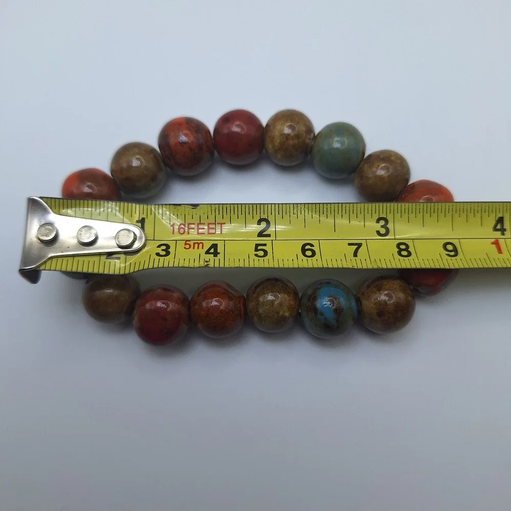 Boho Beaded Stretch Bracelet Earth Tone Colors‎ Handmade